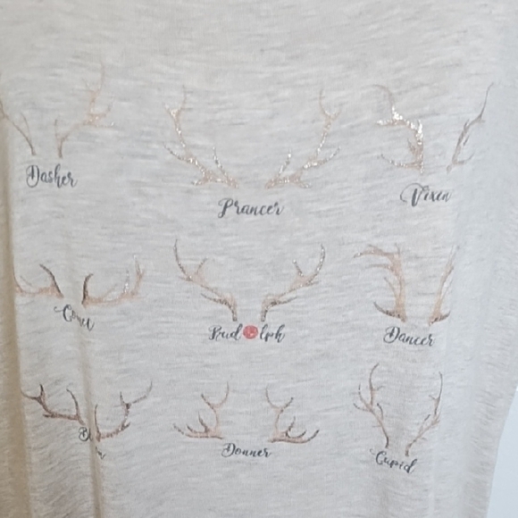 Oatmeal Christmas Soft Tee Shirt Top Reindeer Games Names Graphic - Picture 3 of 12